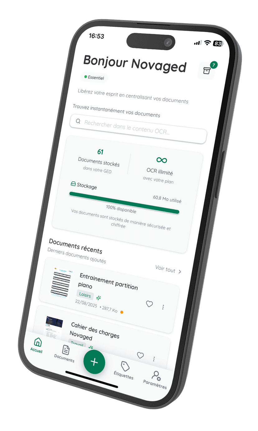 Aperçu de l'application Novaged
